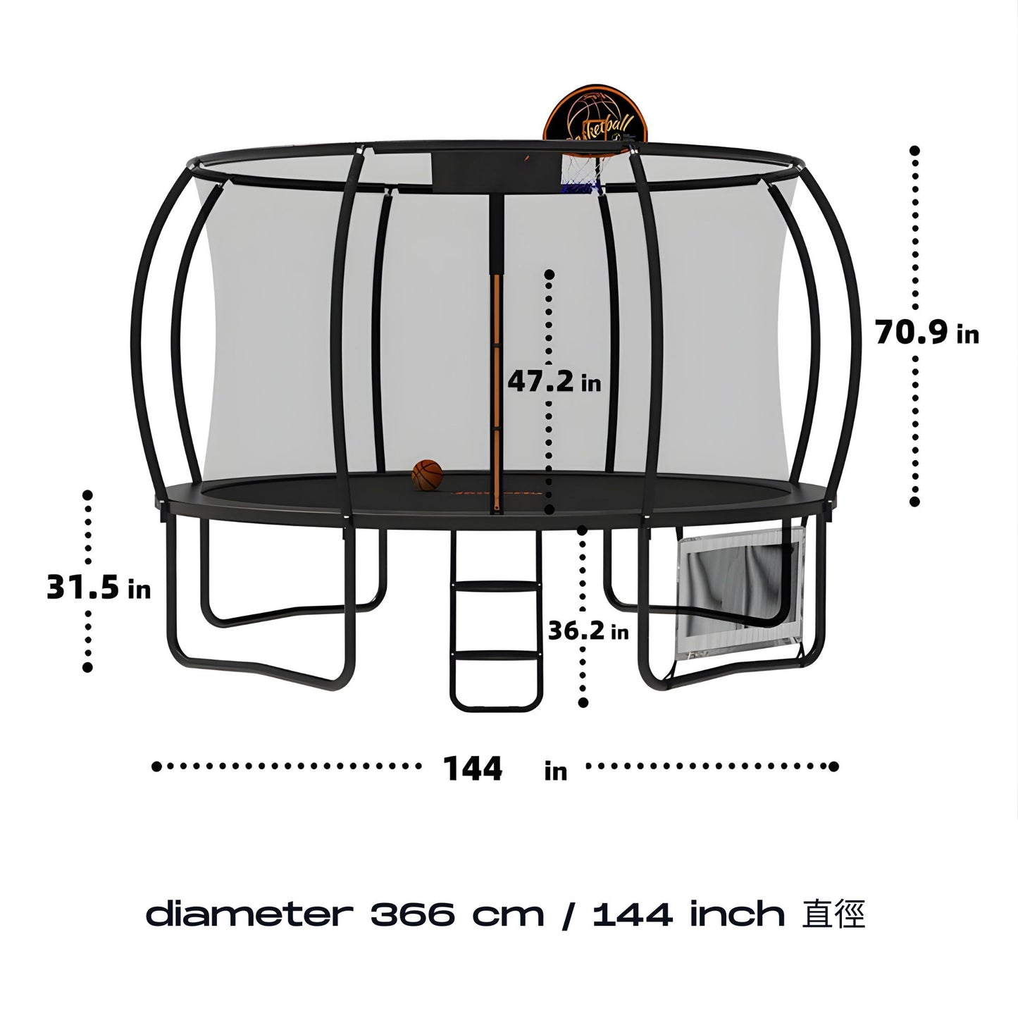 Classic Outdoor Trampoline Heavy Duty with Safety Enclosure Net ASTM Safety Approved 室內戶外經典系列彈床 美國安全標準認證
