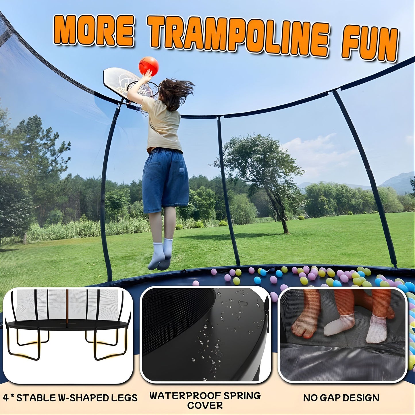 Classic Outdoor Trampoline Heavy Duty with Safety Enclosure Net ASTM Safety Approved 室內戶外經典系列彈床 美國安全標準認證
