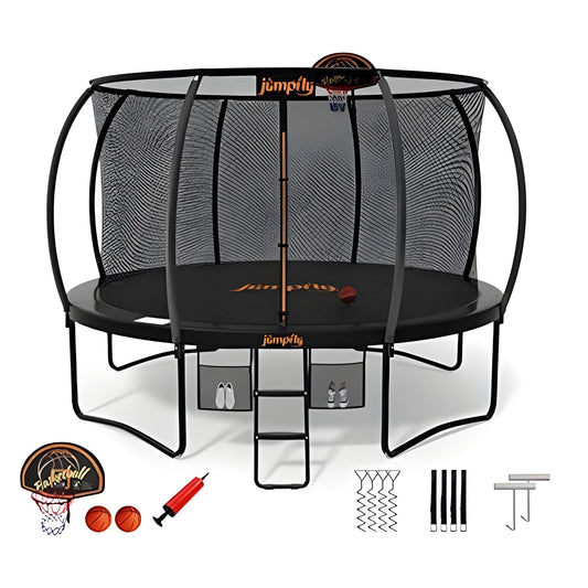 Classic Outdoor Trampoline Heavy Duty with Safety Enclosure Net ASTM Safety Approved Color Black 室內戶外經典系列彈床 美國安全標準認證