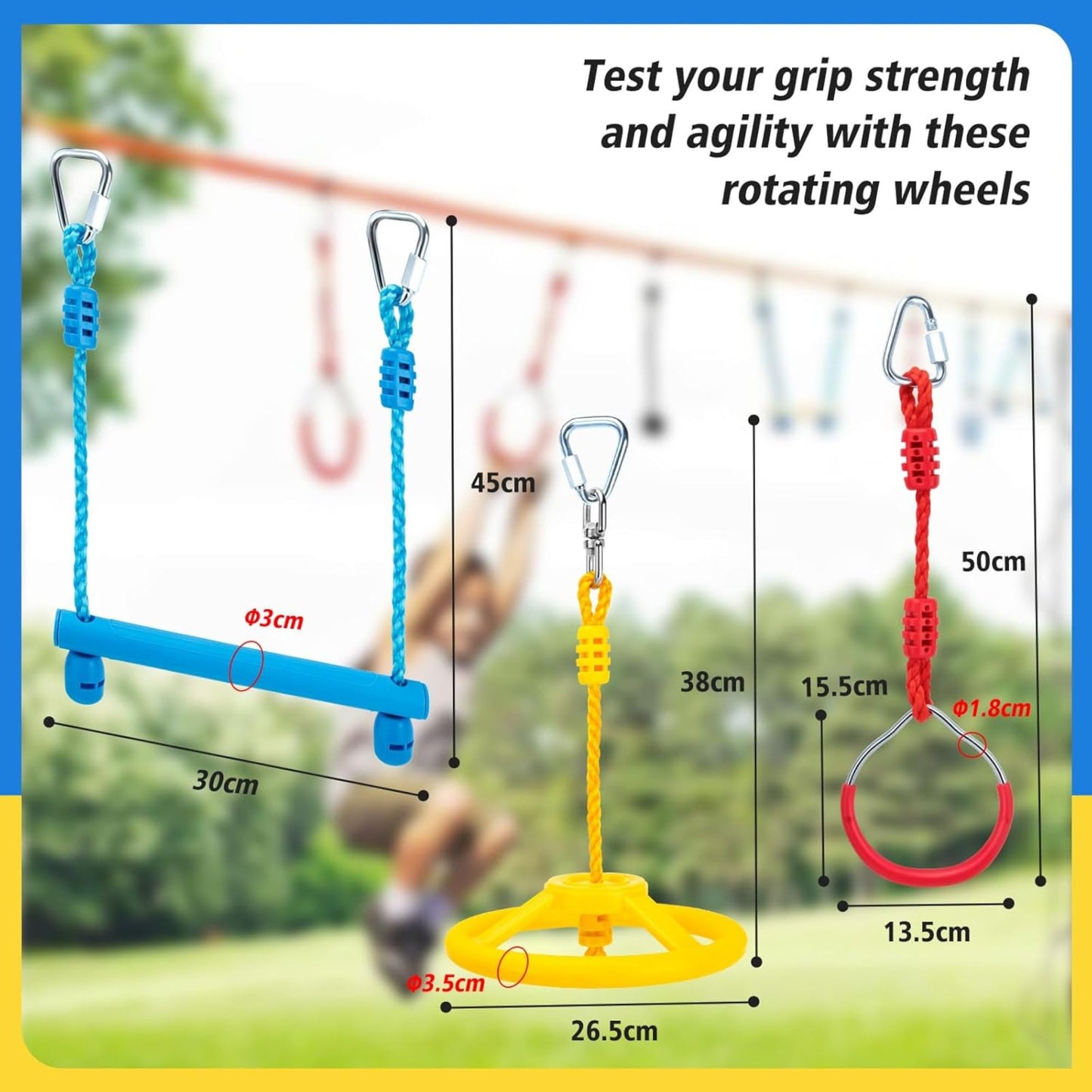 Obstacle Course Attachment Spinning Wheels Max Load 100KG CPC Safety Approval 兒童障礙訓練極限旋轉輪