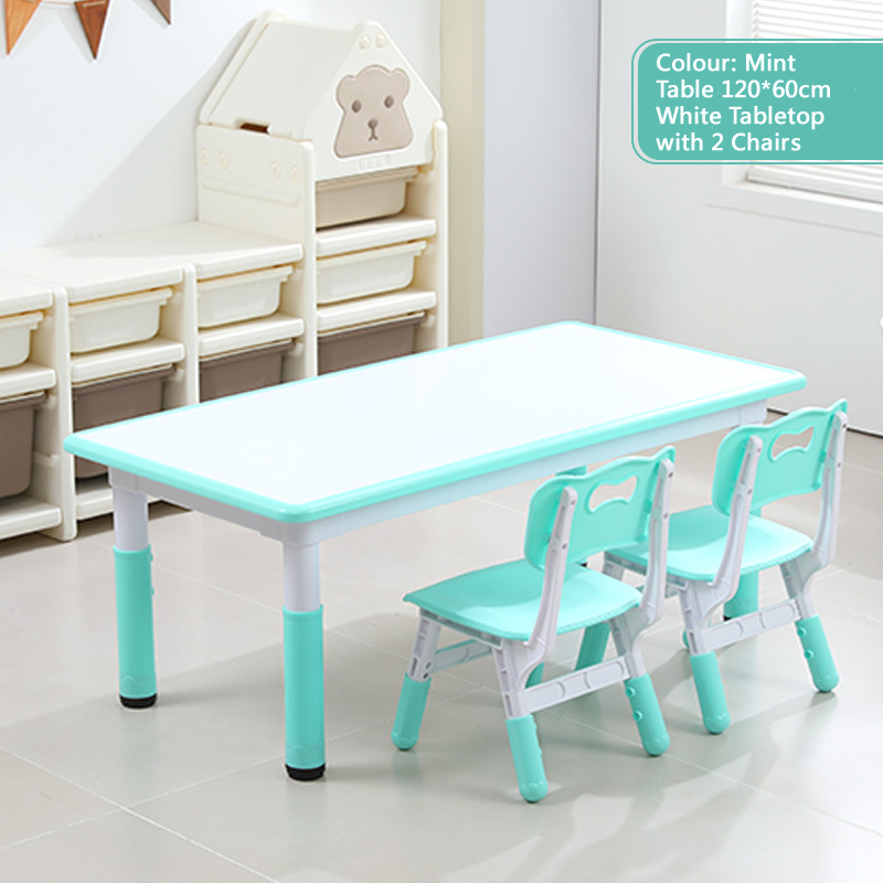 KLY 120W*60L Height Adjustable Rectangular Table - White Tabletop 可調高長方形兒童桌 - 白色桌面