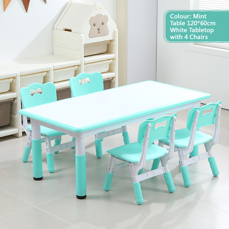 KLY 120W*60L Height Adjustable Rectangular Table - White Tabletop 可調高長方形兒童桌 - 白色桌面