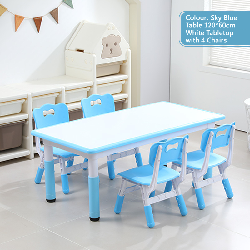 KLY 120W*60L Height Adjustable Rectangular Table - White Tabletop 可調高長方形兒童桌 - 白色桌面