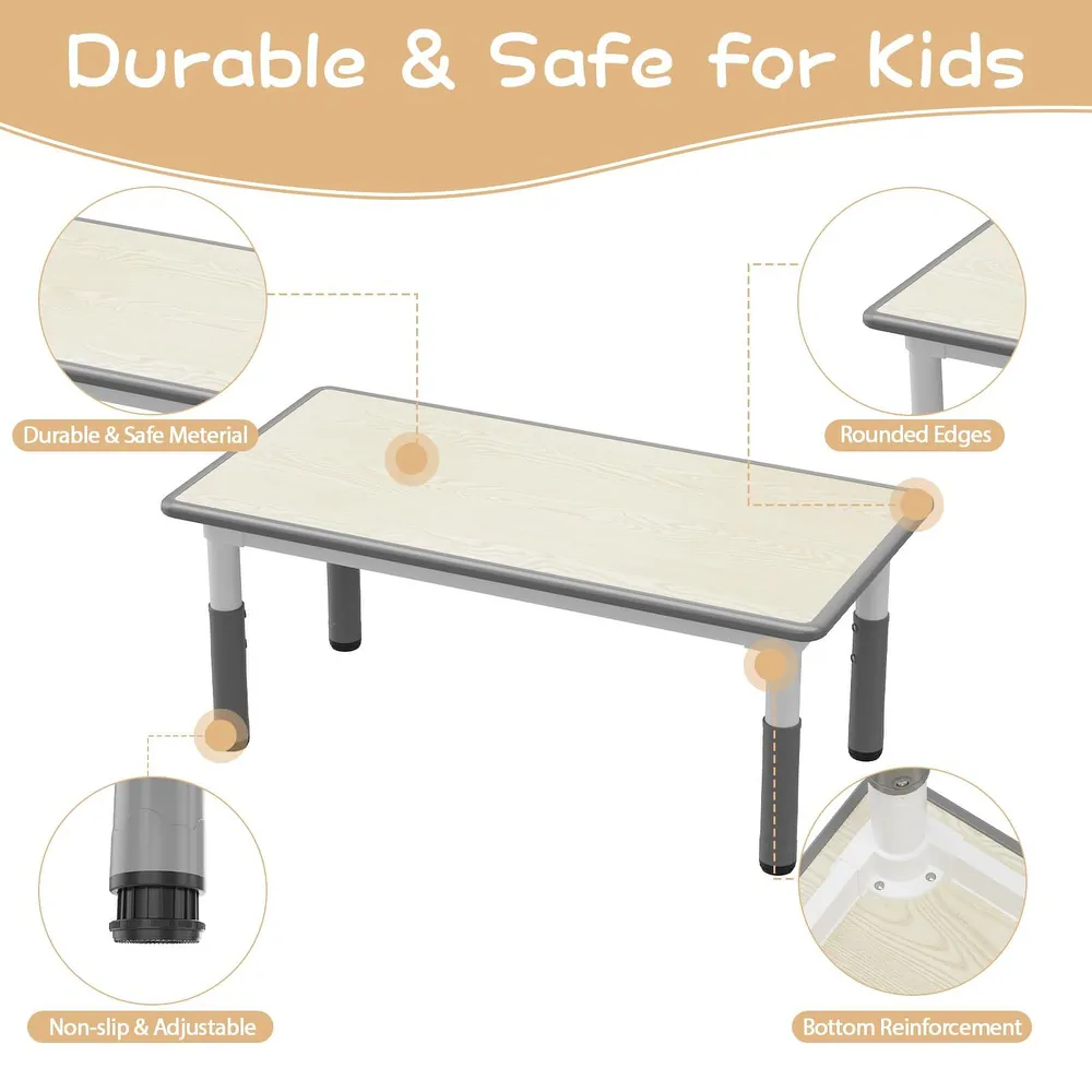 KLY 80W*60L Height Adjustable Rectangular Table & Chairs Set 可調高長方形兒童桌椅套裝