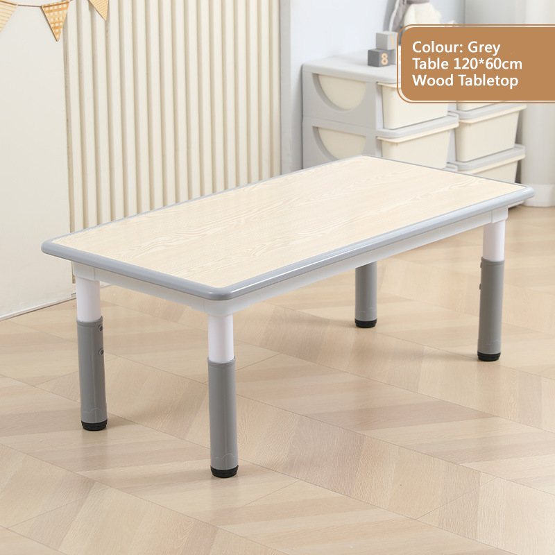 KLY 120W*60L Height Adjustable Rectangular Table - Wood Grain Tabletop 可調高長方形兒童桌 - 木紋桌面