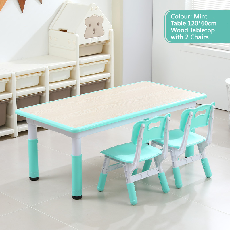 KLY 120W*60L Height Adjustable Rectangular Table - Wood Grain Tabletop 可調高長方形兒童桌 - 木紋桌面