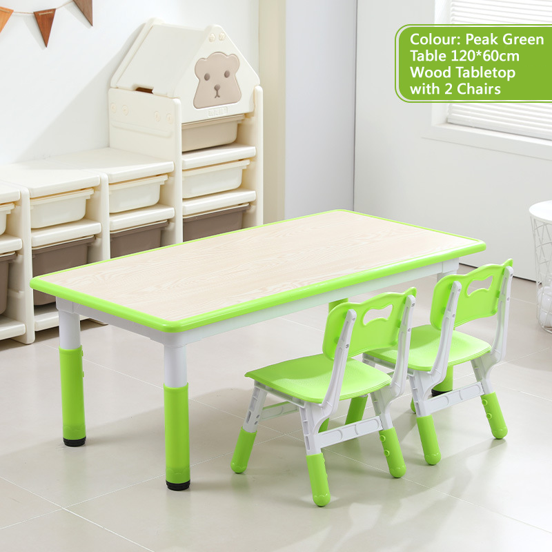 KLY 120W*60L Height Adjustable Rectangular Table - Wood Grain Tabletop 可調高長方形兒童桌 - 木紋桌面