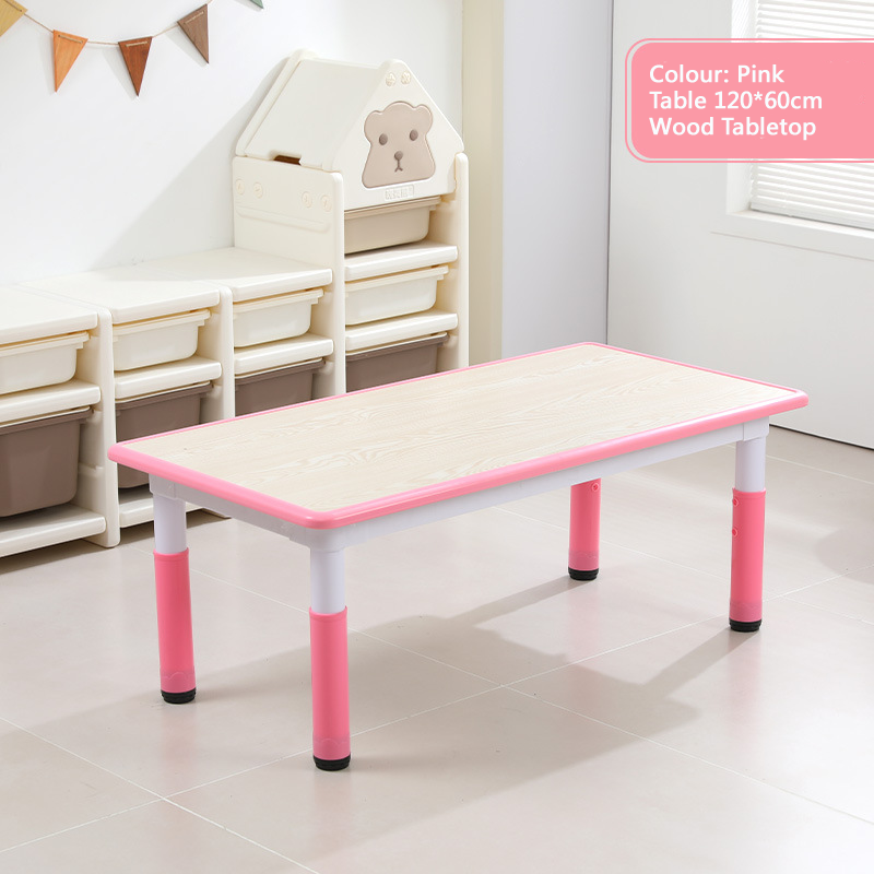 KLY 120W*60L Height Adjustable Rectangular Table - Wood Grain Tabletop 可調高長方形兒童桌 - 木紋桌面