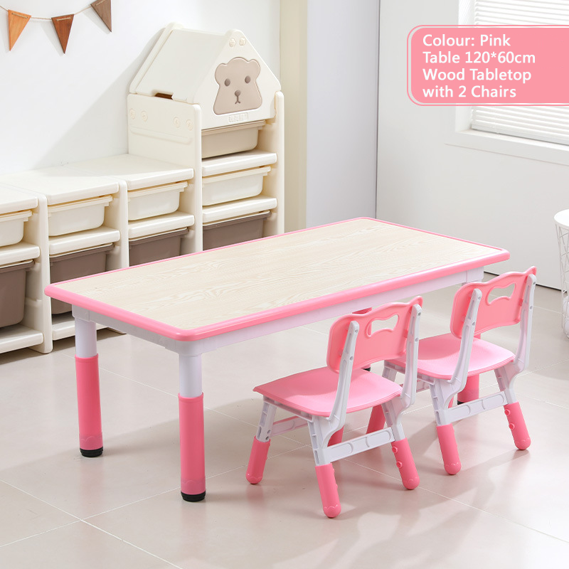 KLY 120W*60L Height Adjustable Rectangular Table - Wood Grain Tabletop 可調高長方形兒童桌 - 木紋桌面
