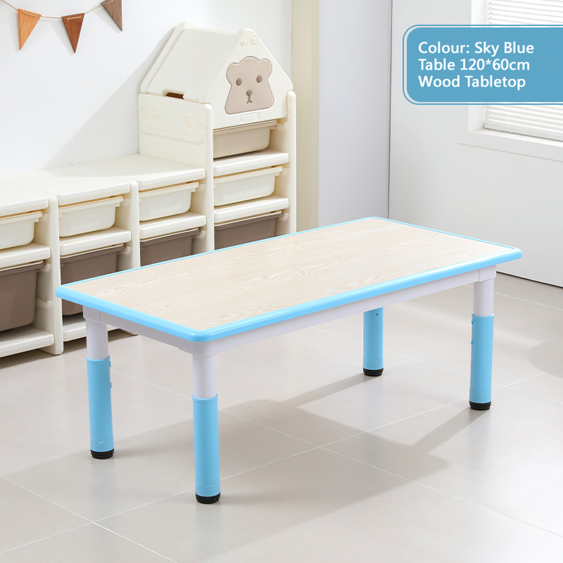 KLY 120W*60L Height Adjustable Rectangular Table - Wood Grain Tabletop 可調高長方形兒童桌 - 木紋桌面