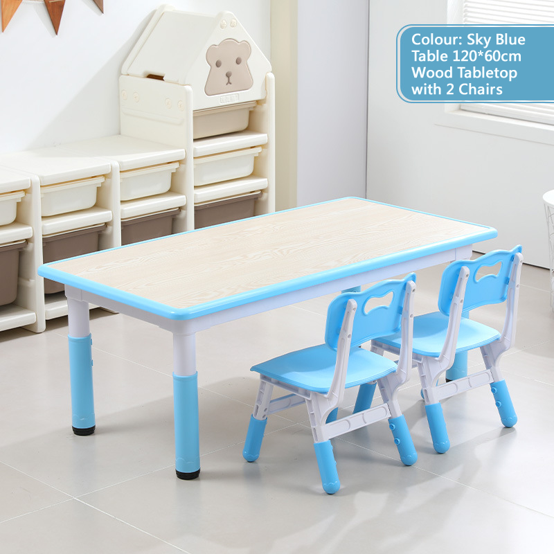 KLY 120W*60L Height Adjustable Rectangular Table - Wood Grain Tabletop 可調高長方形兒童桌 - 木紋桌面