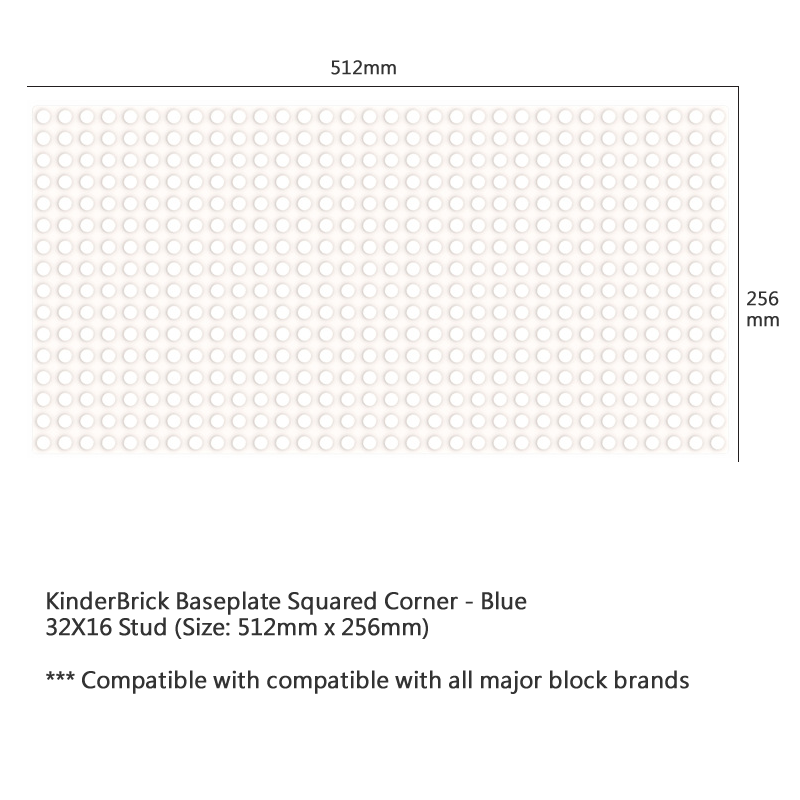 Kinderbrick Baseplate Large Thick Compatible with Lego and Hubelino 兼容大積木底板