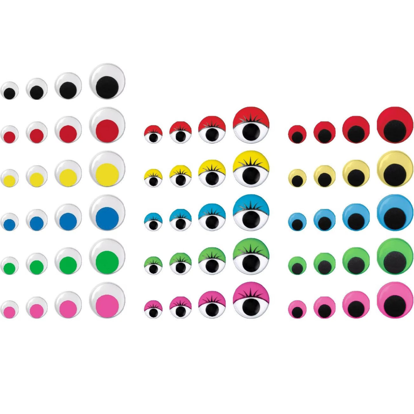 Kindermatic Plastic Wiggle Googly Eyes 4 Mixed Sizes Assorted Caddy Color Stack of 400片 塑料多彩可移動動眼手工配件