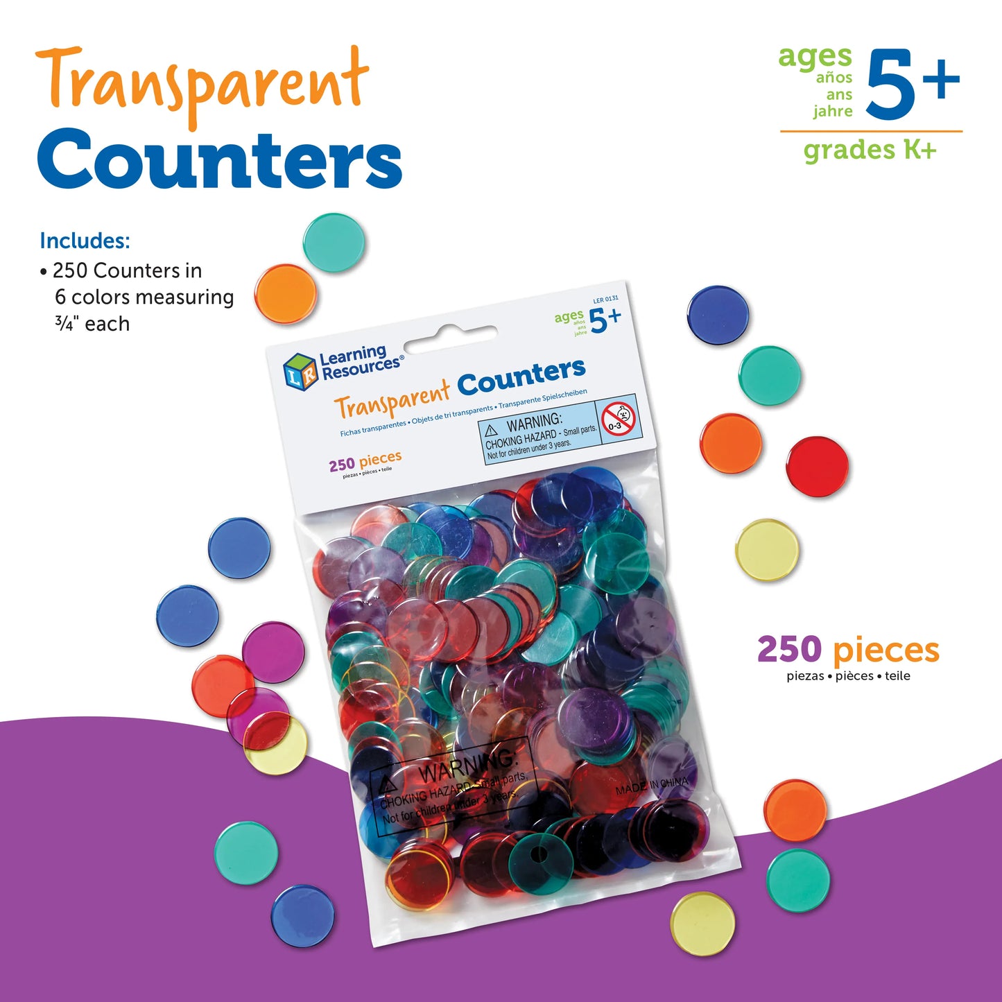 Learning Resources Transparent Counters Set of 250