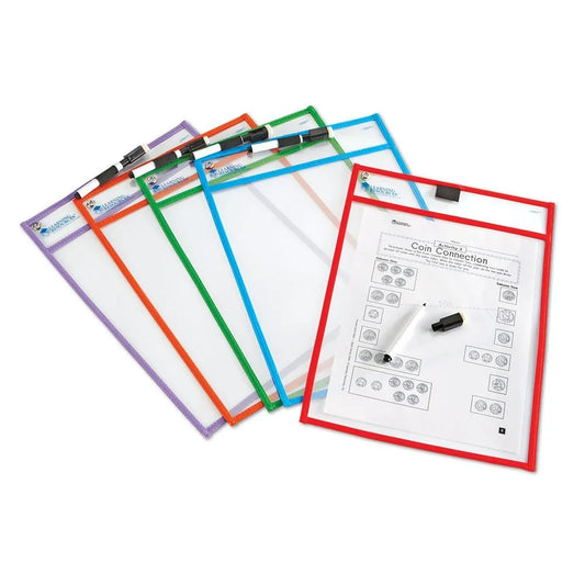 Learning Resources Write & Wipe Pockets Set of 5