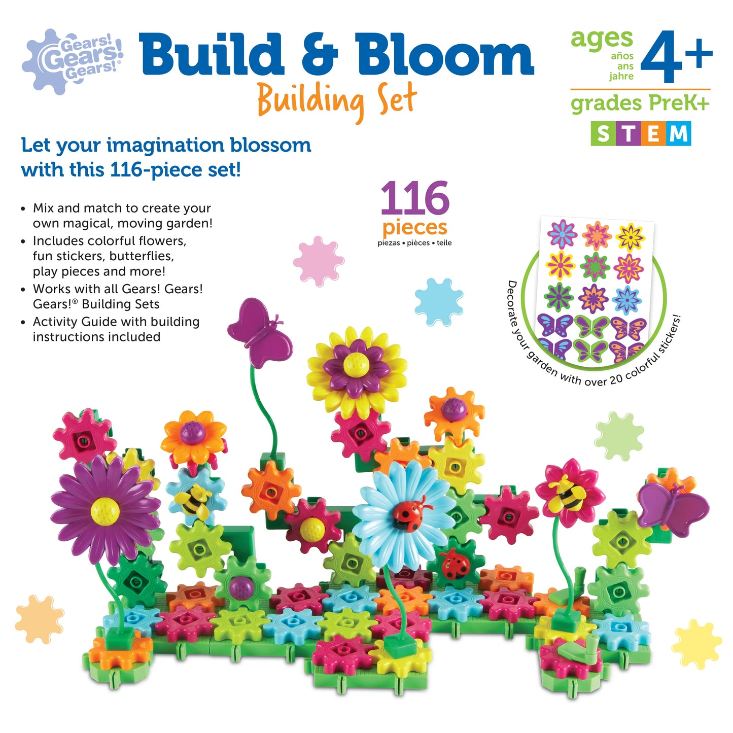Learning Resources Gears! Gears! Gears! Build & Bloom Building Set MY