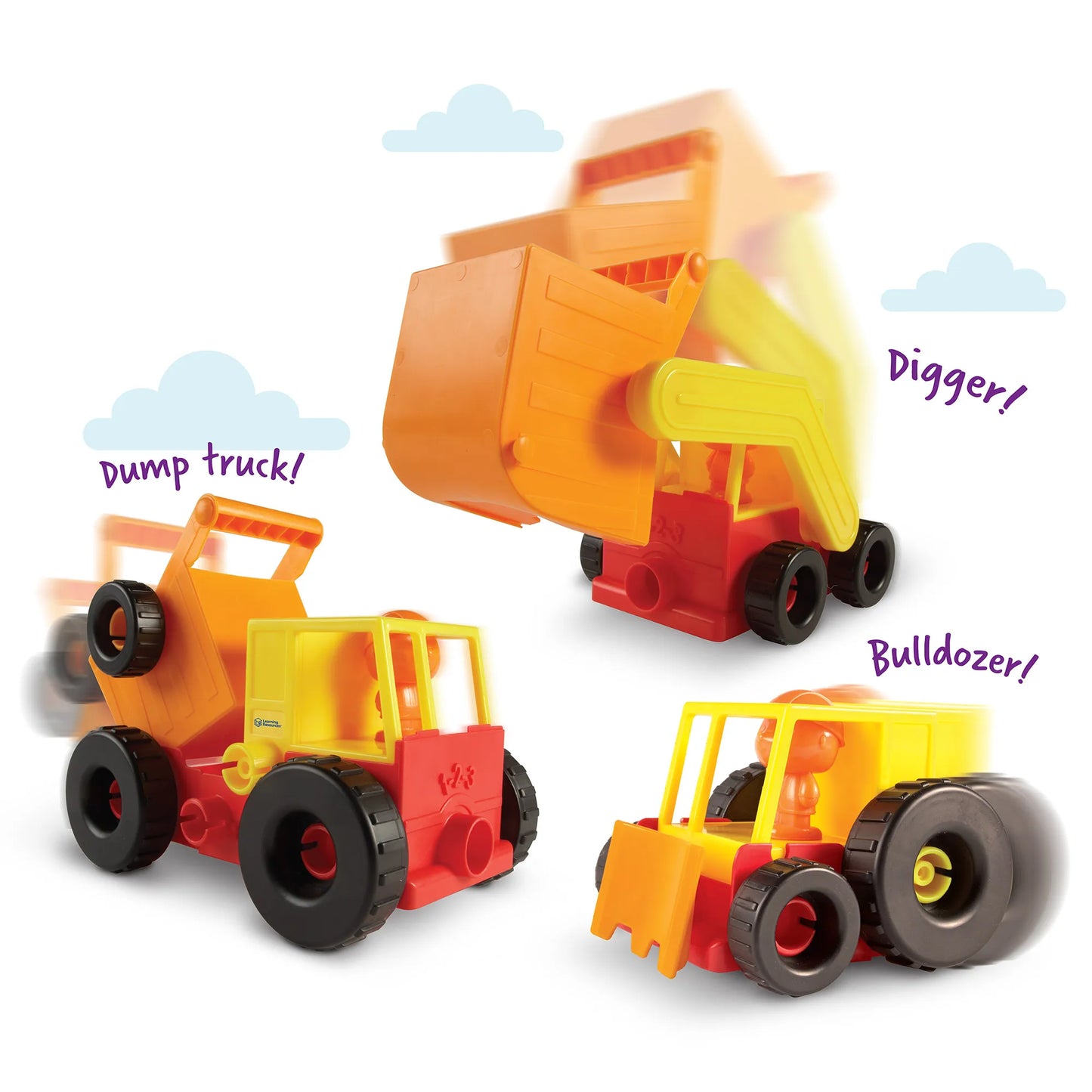 Learning Resources 1-2-3 Build It: Construction Crew 建築玩具,推土機,挖掘機,傾倒卡車