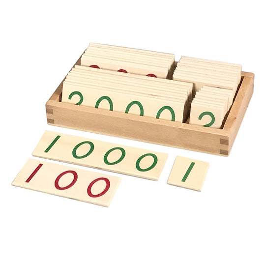 Kindermatic Montessori Large Wooden Number Cards With Box 1-1000 蒙特梭利 1-1000木制數位卡片
