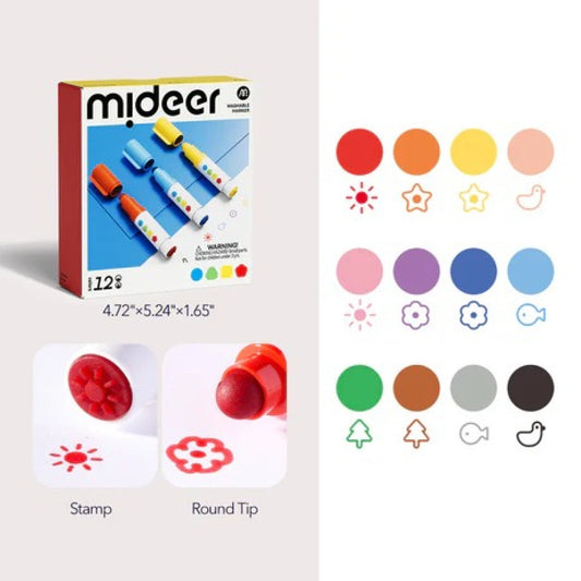 Mideer Round-Tip Stamper Washable Marker 12 Colors 可水洗圓型點點筆12色