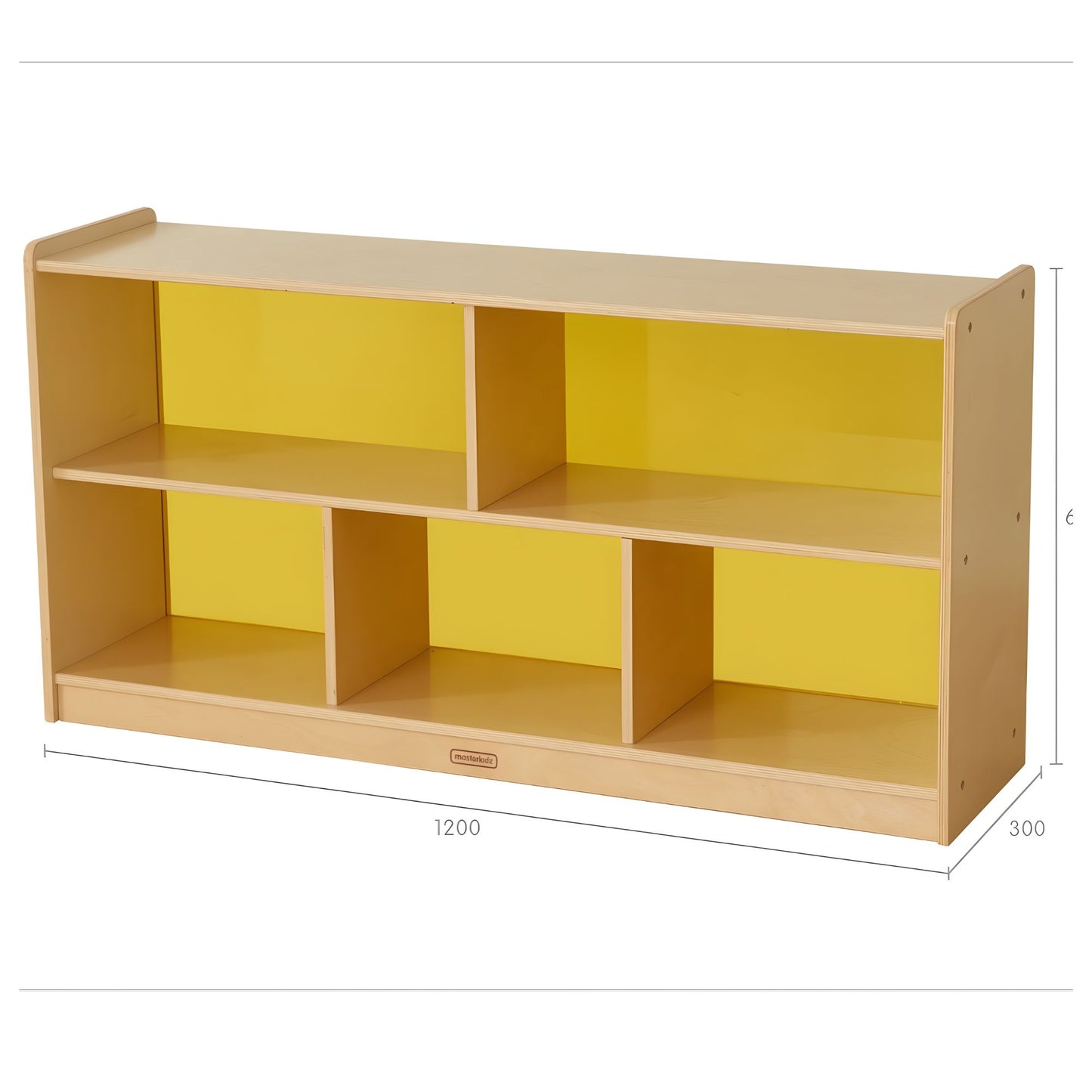 Masterkidz ME12166 620H x 1200L 5-Compartment Shelving Unit - Translucent Yellow Back 620H x 1200L 透視背板5格櫃-黃色