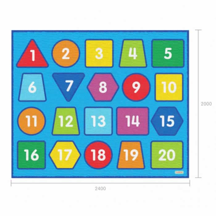 Masterkidz Numbers and Shapes Classroom Rug - 2400L x 2000W 數字與形狀教室地毯 - 2400長 x 2000寬