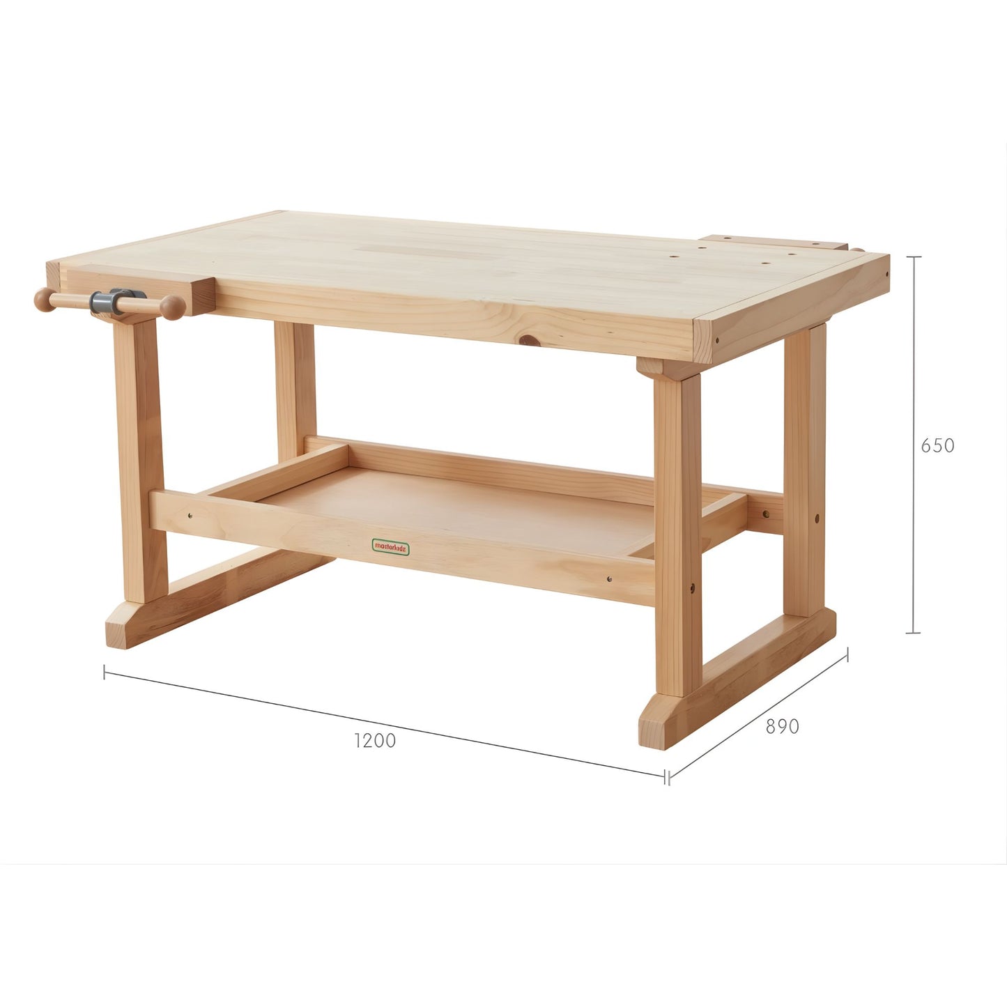 Masterkidz L1200×W890×D650mm Solid Wood Carpenters Bench 實木木工工作枱