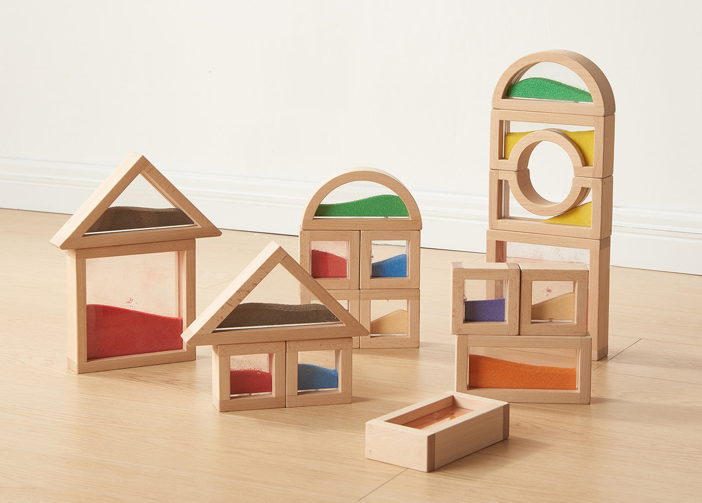 ME31273 Masterkidz Wooden sensory Sand Blocks Set of 18件套 感官沙流動積木