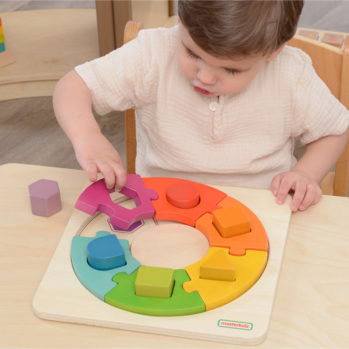 Masterkidz Shape-Matching Jigsaw Donut Blocks Handy Learning Board 形狀學習甜圈拼接積木 小型學習板