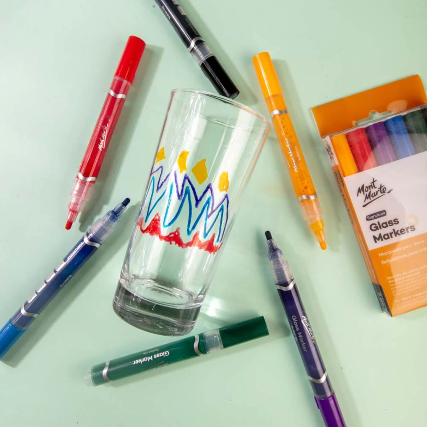 Mont Marte Glass Markers Signature 6pc 玻璃繪畫麥克筆6色