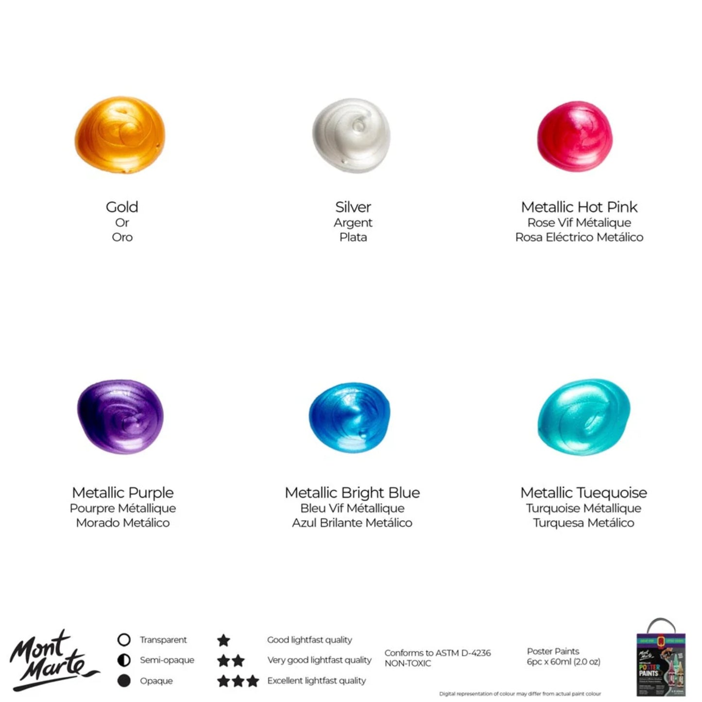 Mont Marte Poster Paints Pack 尖嘴瓶廣告彩顏料套裝