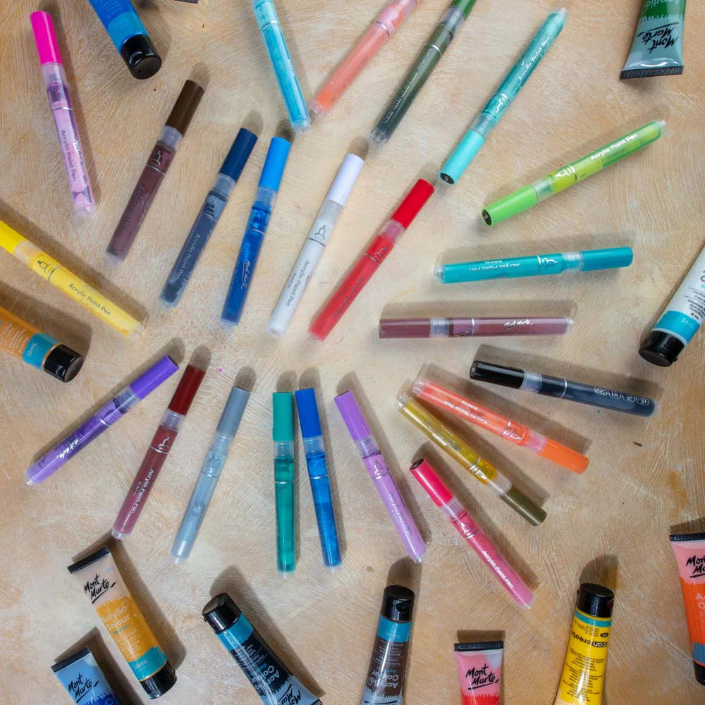 Mont Marte Acrylic Paint Pens in Case Broad Tip Signature 24pc 色專業盒裝壓克力馬克筆 粗頭款