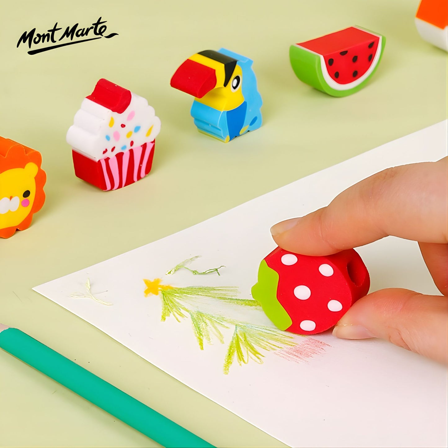 Mont Marte Colored Pencil and Eraser Set of 48件裝 兒童文具套裝 彩色鉛筆連立體造型橡皮擦
