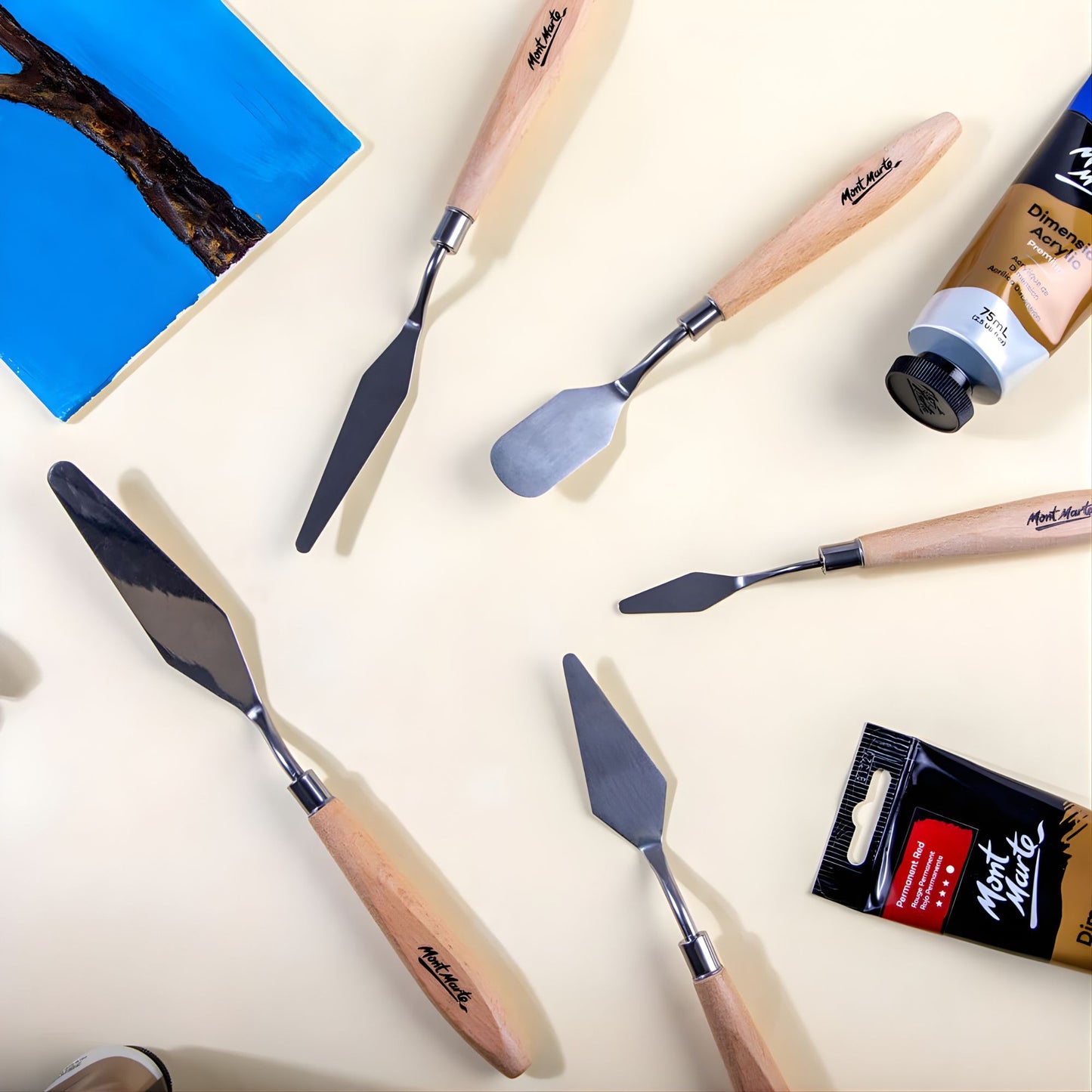 Mont Marte Stainless Palette Knife Set of 5件套裝 專業不鏽鋼畫刀-調色刀