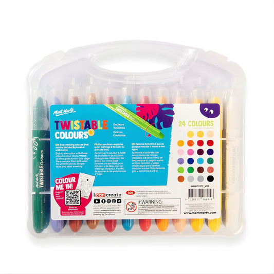 Mont Marte Twistable Colours with Carry Case 兒童專用旋轉絲滑蠟筆套裝連便攜盒