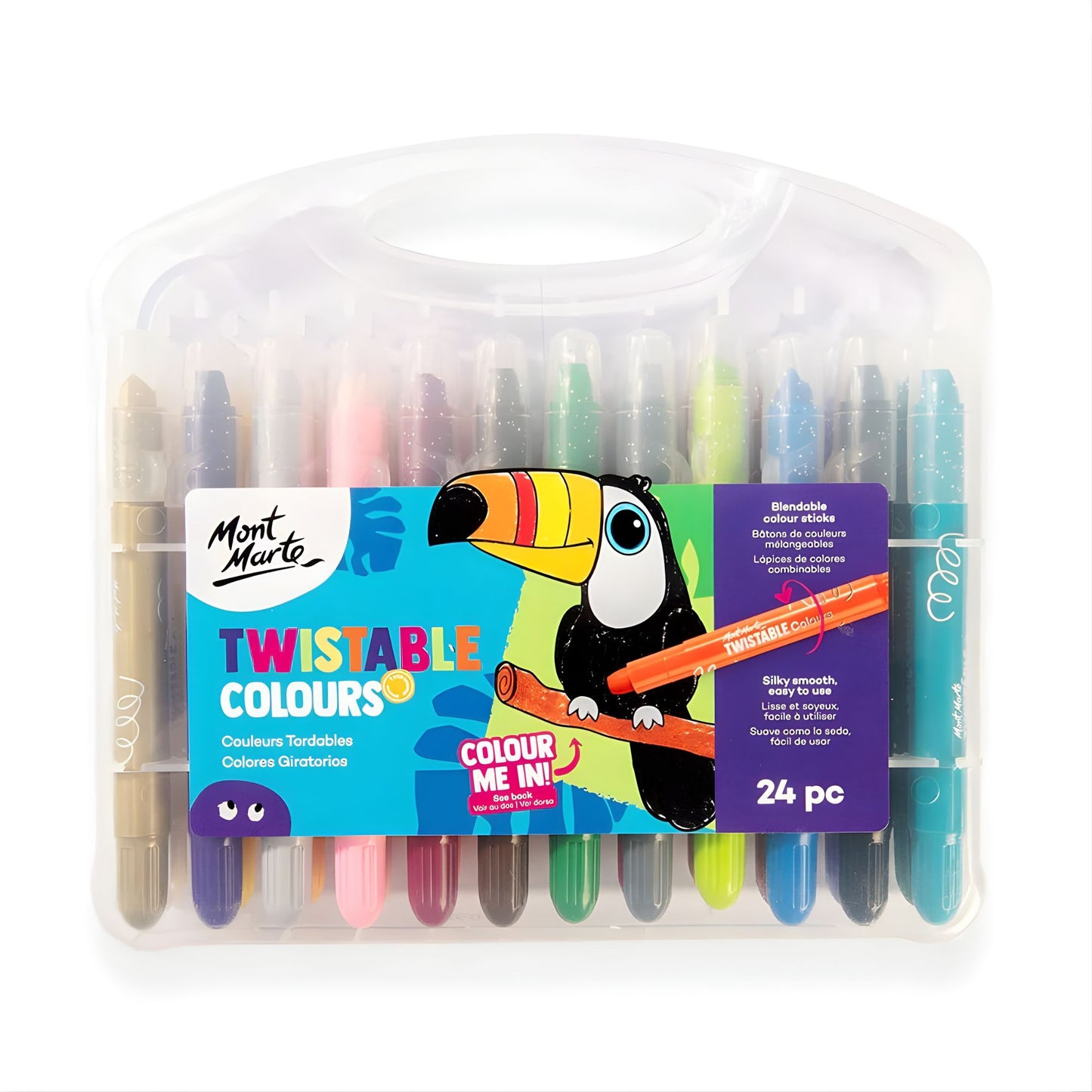 Mont Marte Twistable Colours with Carry Case 兒童專用旋轉絲滑蠟筆套裝連便攜盒