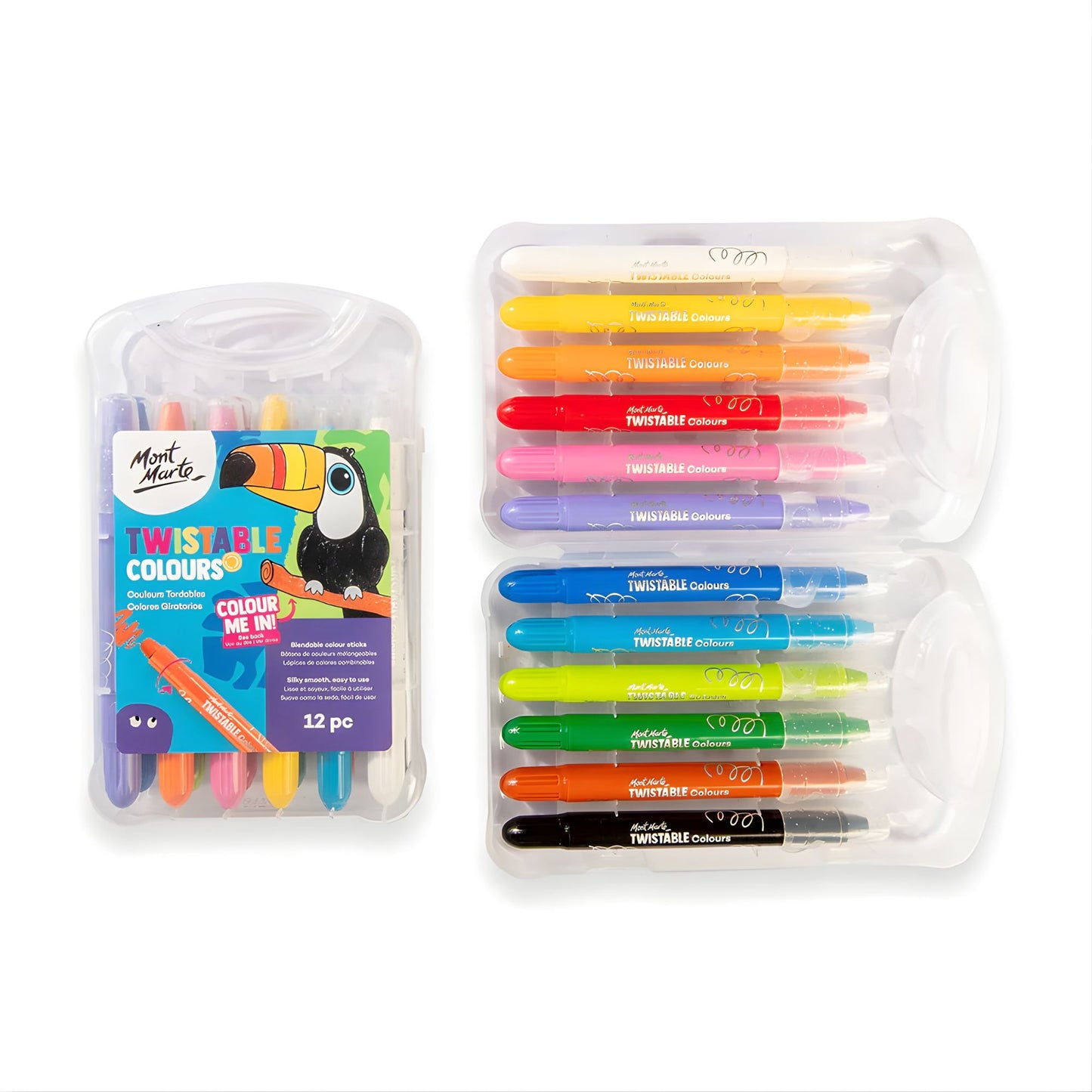 Mont Marte Twistable Colours with Carry Case 兒童專用旋轉絲滑蠟筆套裝連便攜盒
