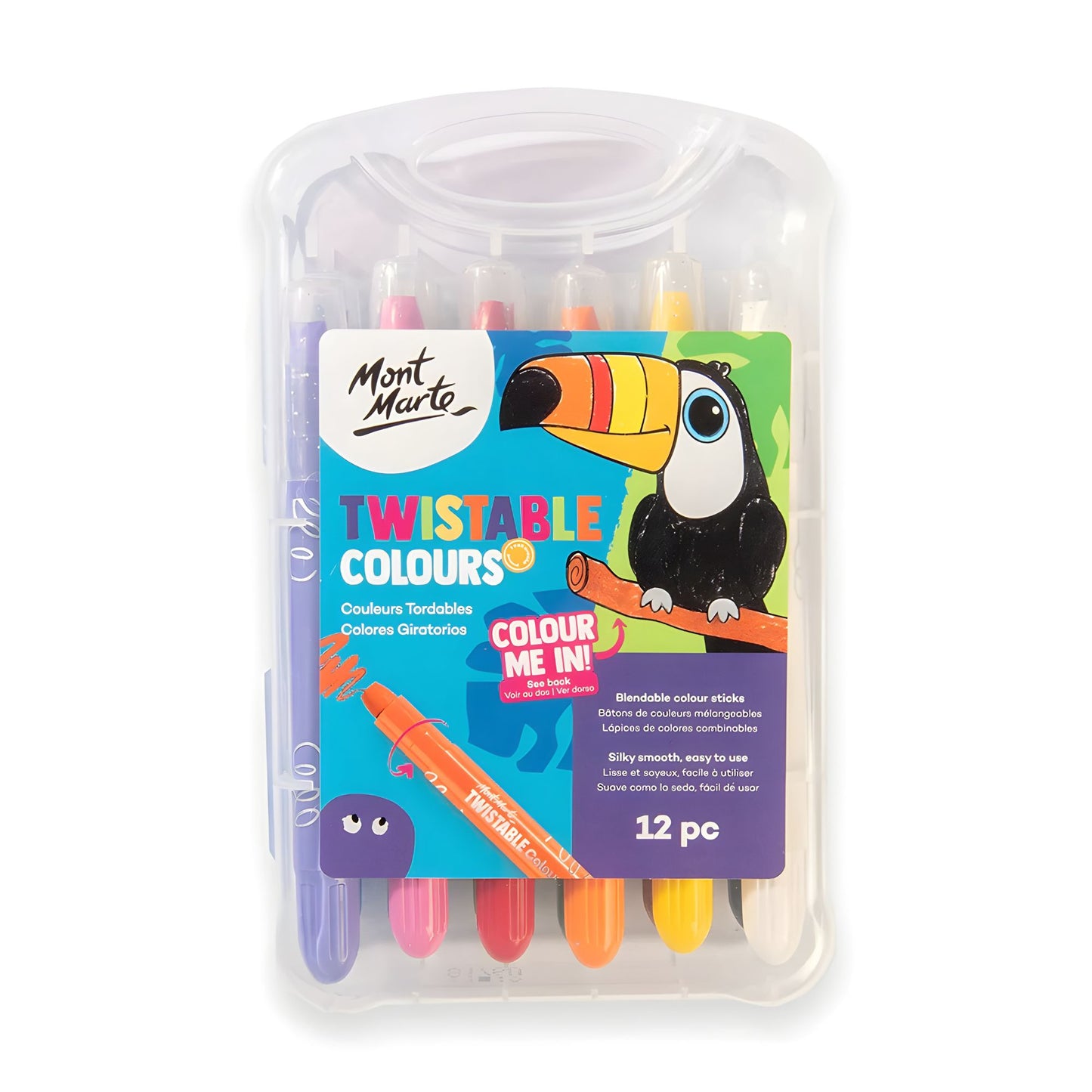 Mont Marte Twistable Colours with Carry Case 兒童專用旋轉絲滑蠟筆套裝連便攜盒