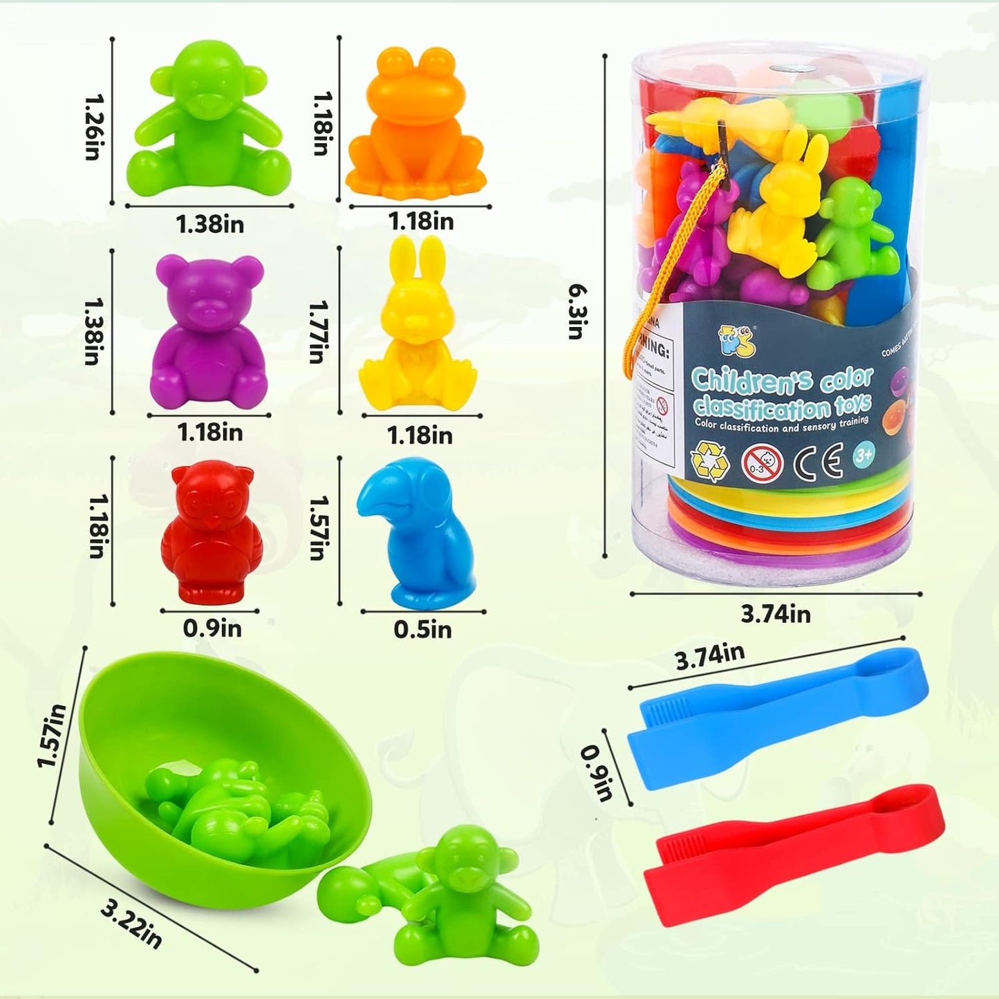 Rainbow Animals Sorting & Counting Game Set of 36 小動物顏色與數量排序數量遊戲套裝 36 件