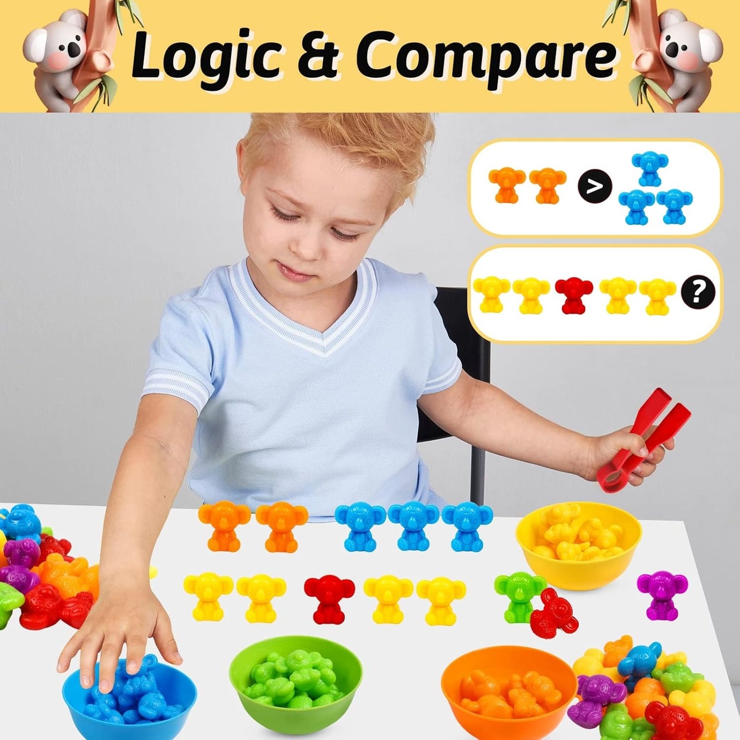 Rainbow Koalas Sorting & Counting Game Set of 48 小樹熊顏色與數量排序數量遊戲套裝 48 件