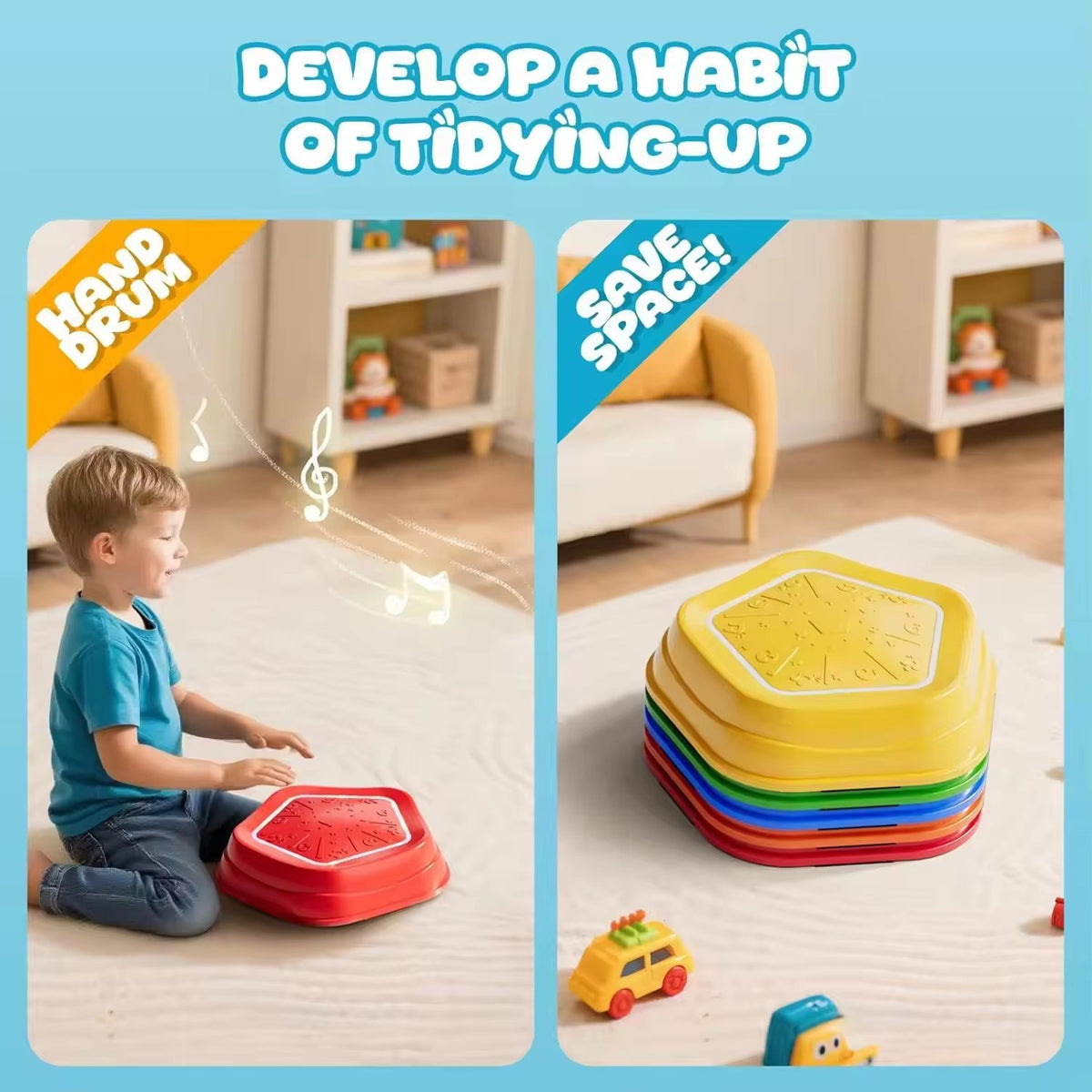Light-Up Musical Stepping Stones for Kids Set of 5件裝 兒童魔法流沙感應發光平衡石