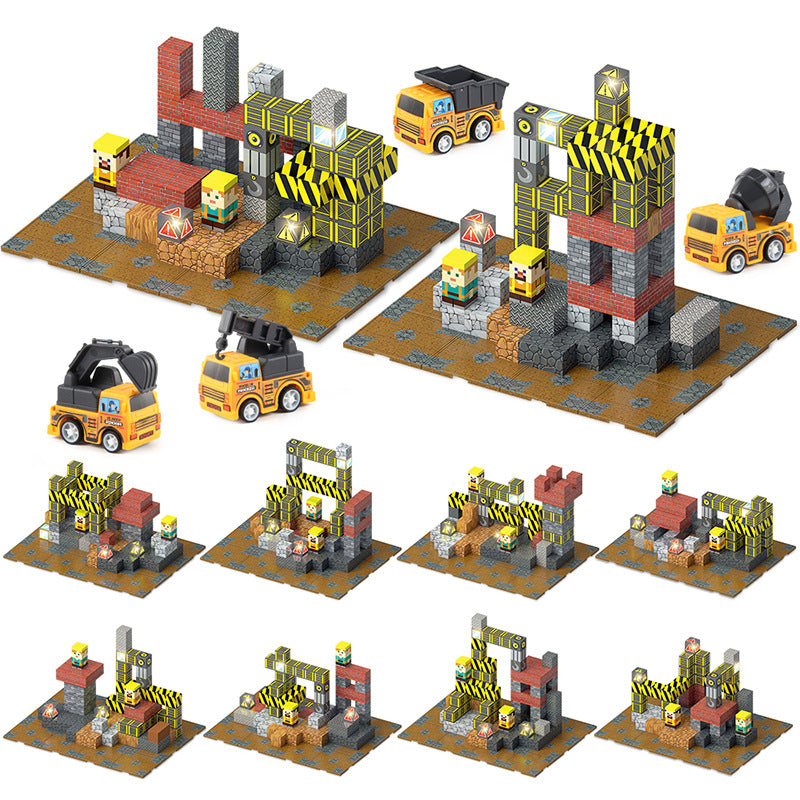 2CM Magnetic Building Blocks Toy Construction Site Set of 136 塊建築工程場地套裝