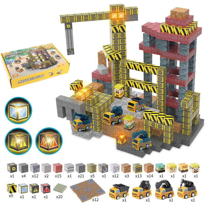 2CM Magnetic Building Blocks Toy Construction Site Set of 136 塊建築工程場地套裝