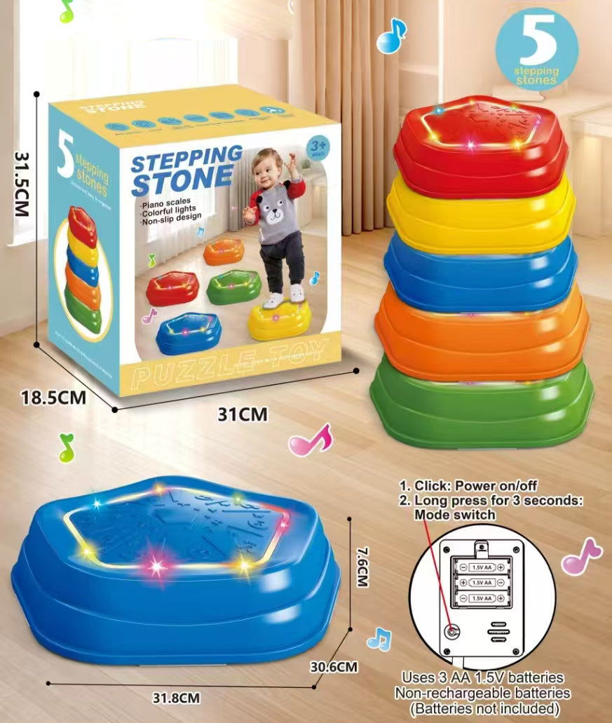 Light-Up Musical Stepping Stones for Kids Set of 5件裝 兒童魔法流沙感應發光平衡石