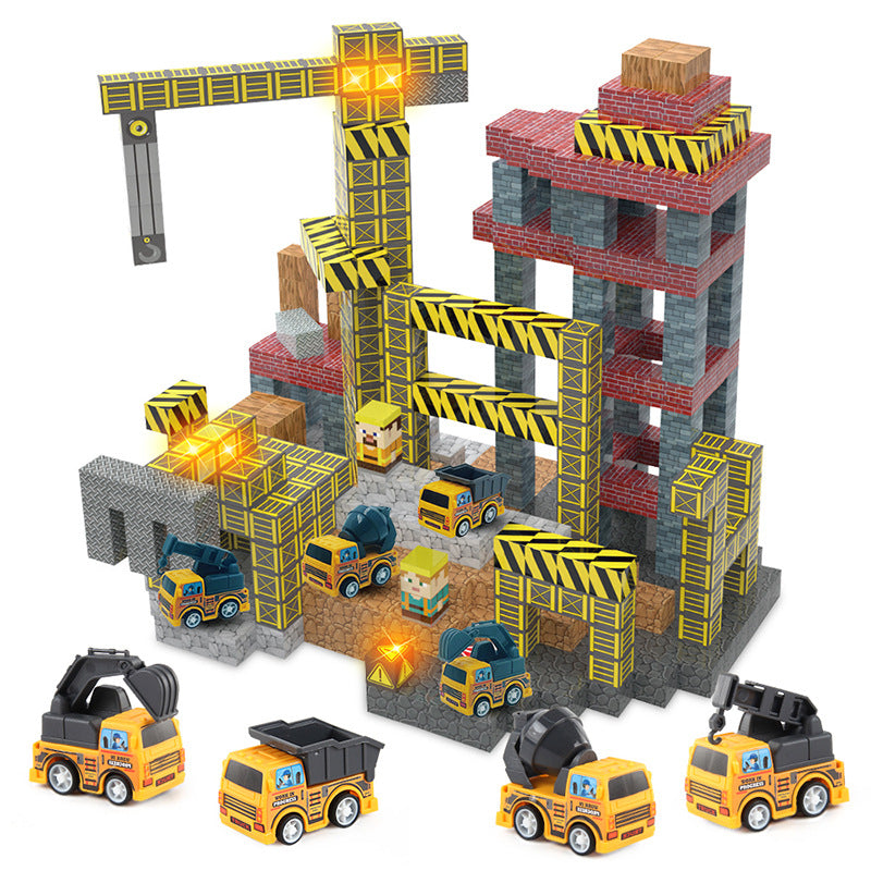 2CM Magnetic Building Blocks Toy Construction Site Set of 136 塊建築工程場地套裝