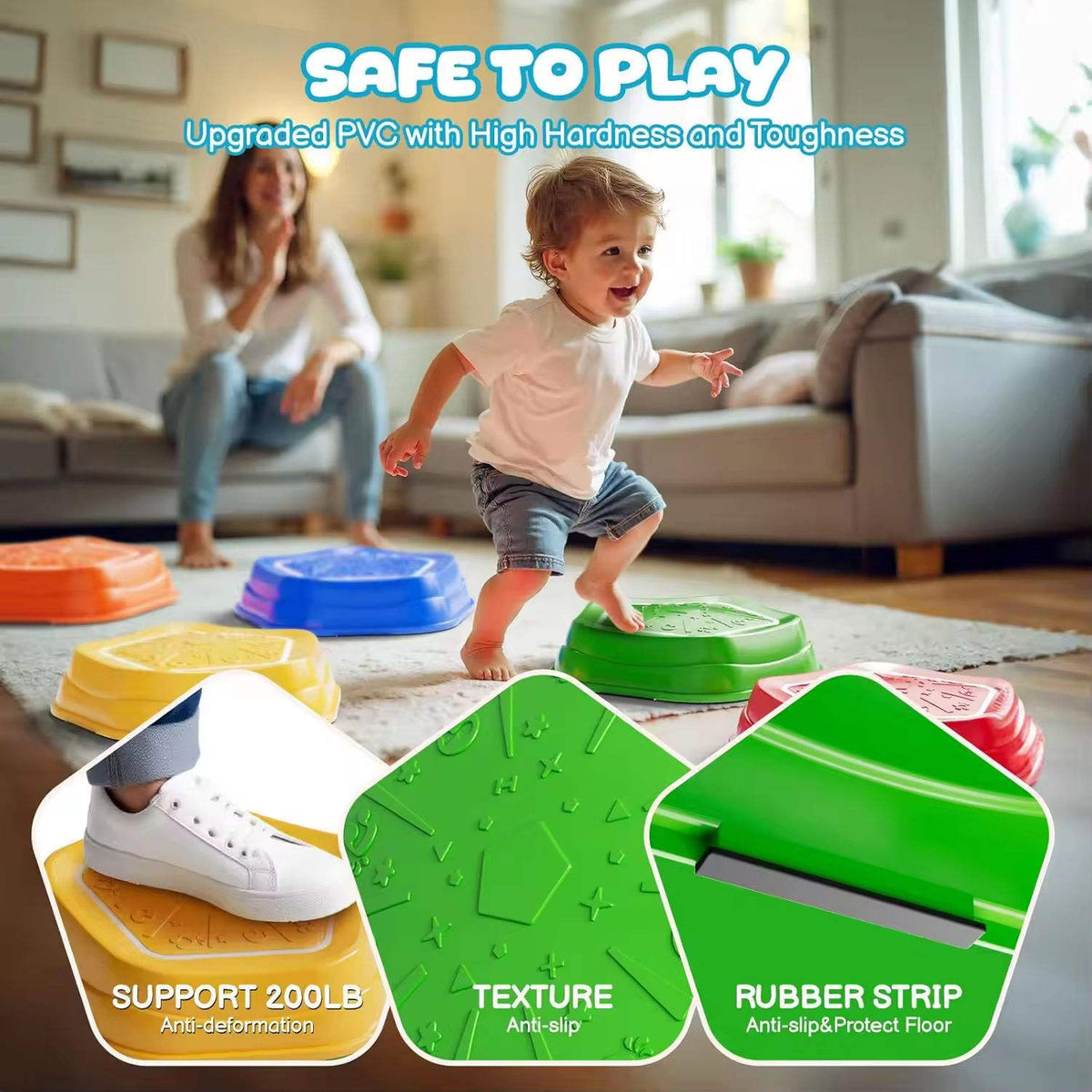 Light-Up Musical Stepping Stones for Kids Set of 5件裝 兒童魔法流沙感應發光平衡石
