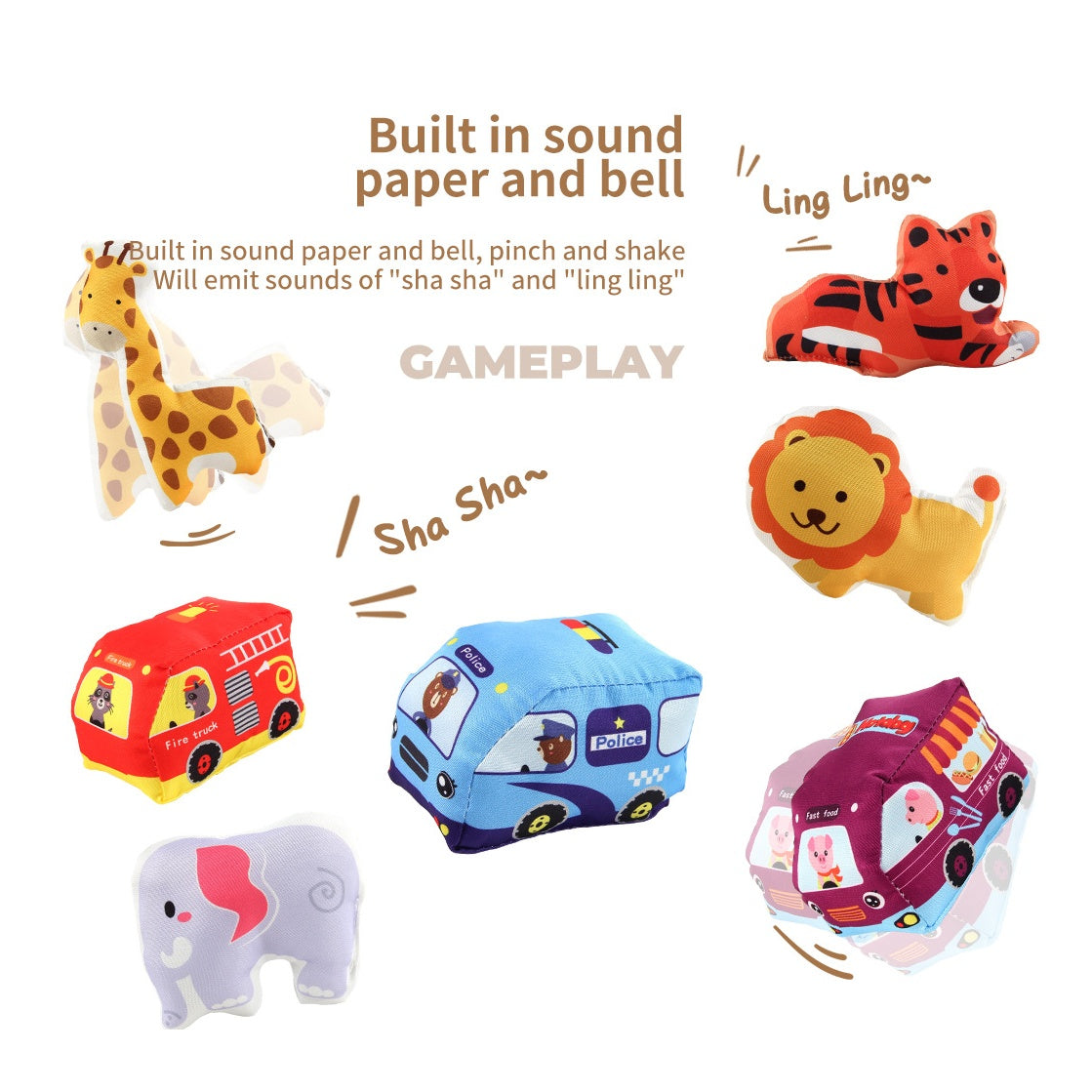 Fabricplay Animals Set with Multifunctional Play Mat 布綿製動物寶寶 配多功能遊戲墊