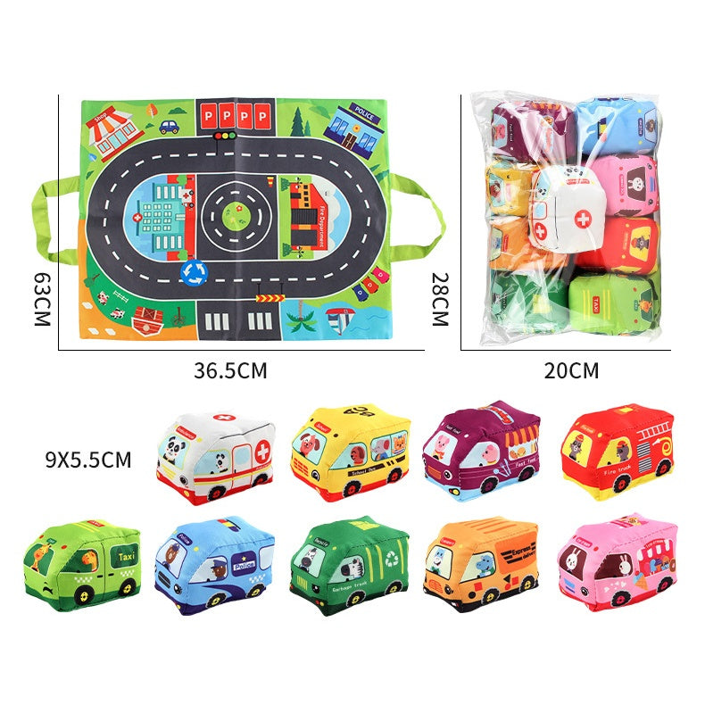 Fabricplay Vehicle Set with Multifunctional Play Mat 布綿製交通公工具配多功能遊戲墊
