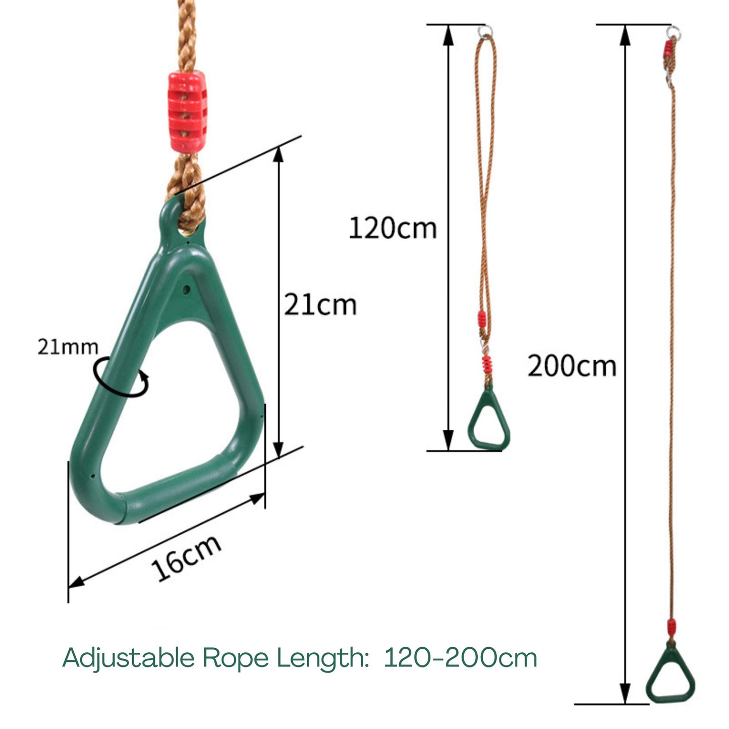 Obstacle Course Attachment Adjustable Pull-Up Rings Max Load 100KG CPC Safety Approval Set of One Pair 一對兒童可調節體操吊環組