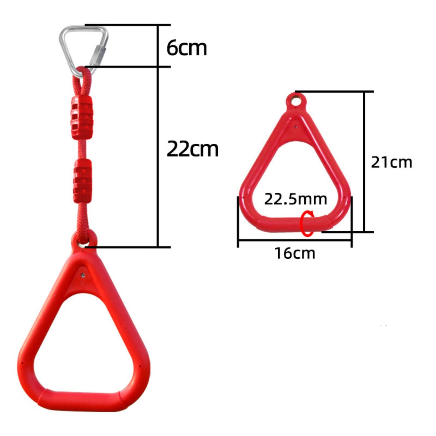 Obstacle Course Attachment Pull-Up Rings Max Load 100KG CPC Safety Approval Set of One Pair 一對兒童體操吊環組