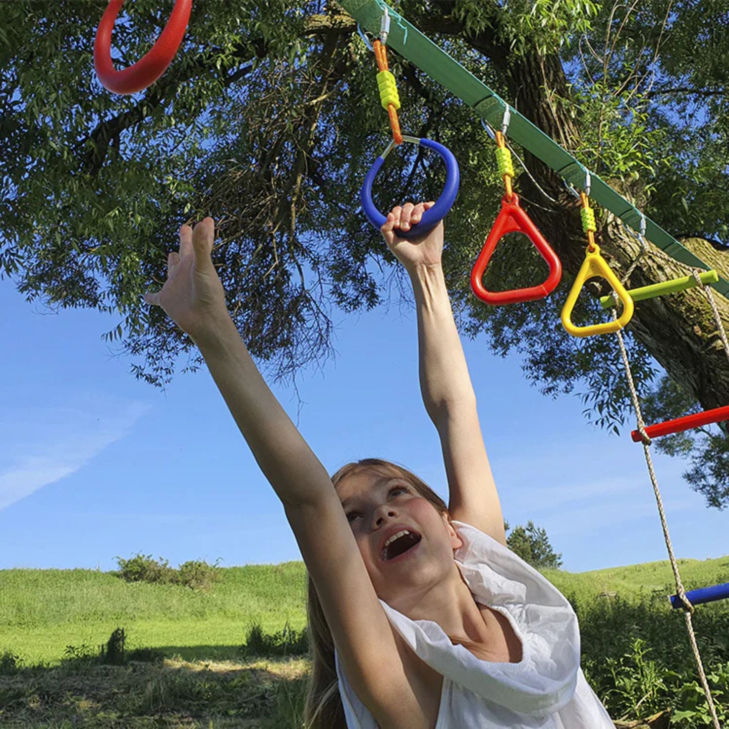 Obstacle Course Attachment Pull-Up Rings Max Load 100KG CPC Safety Approval Set of One Pair 一對兒童體操吊環組